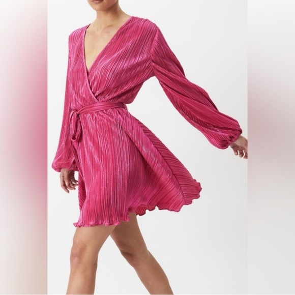 Bardot Belissa Womens Metallic Pleated Sheath Dress 8 - Picture 1 of 13